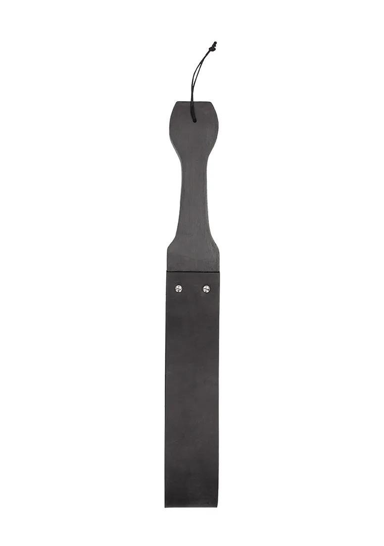 Wooden Handle Belt Whip Slapper Leather - Black