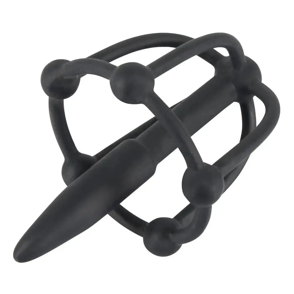 You2toys Silicone Black Penis Plug with Glans Cage
