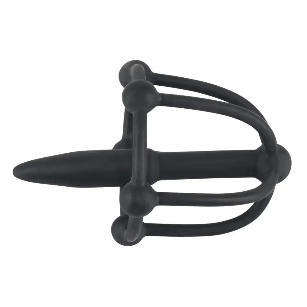 You2toys Silicone Black Penis Plug with Glans Cage