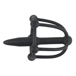 You2toys Silicone Black Penis Plug with Glans Cage