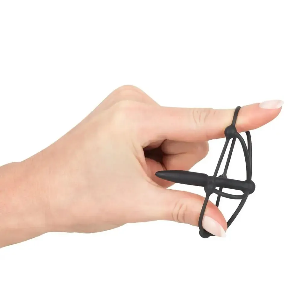 You2toys Silicone Black Penis Plug with Glans Cage