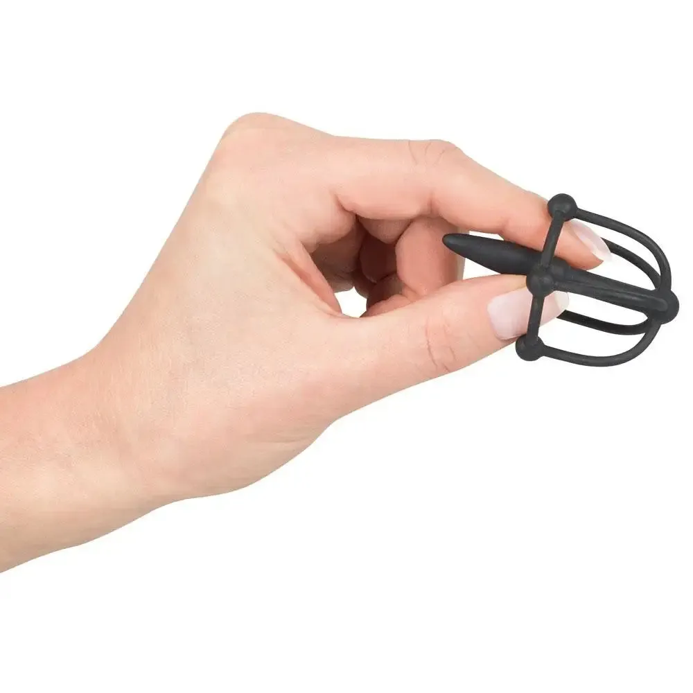 You2toys Silicone Black Penis Plug with Glans Cage